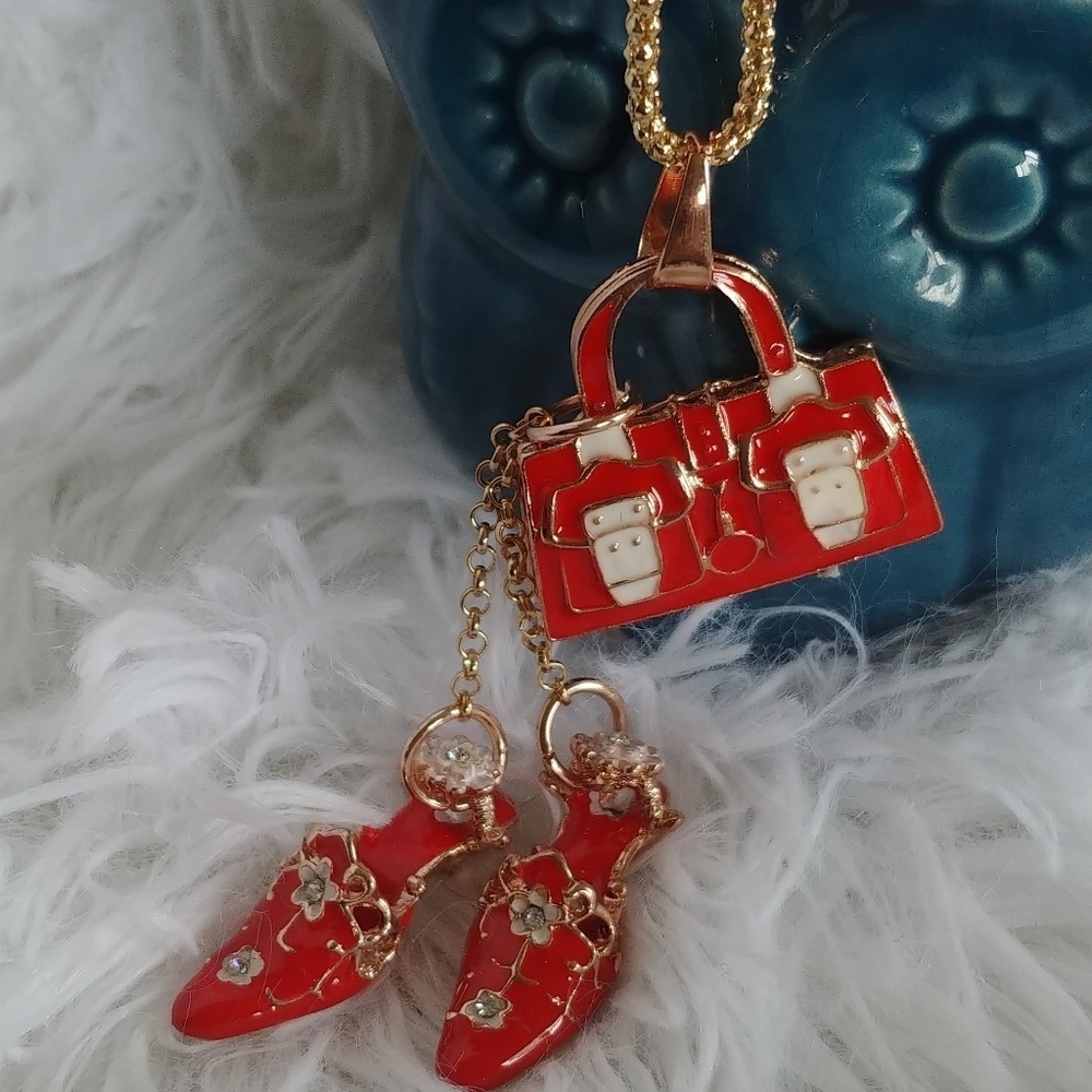 Handbag Purse & Shoes Pendant Necklace